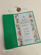 KL2177 Floral Theme Minimal Wedding Card with Flower Seal & Band (1 Page) - Pack of 10 Qty-Kalash Cards