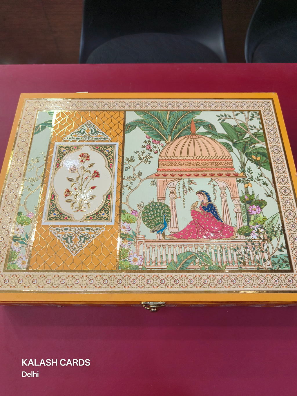 KL9058 Royal Elephant Design Luxury Gift Box with 2 Printed Page Cards (2 Jars)-Kalash Cards