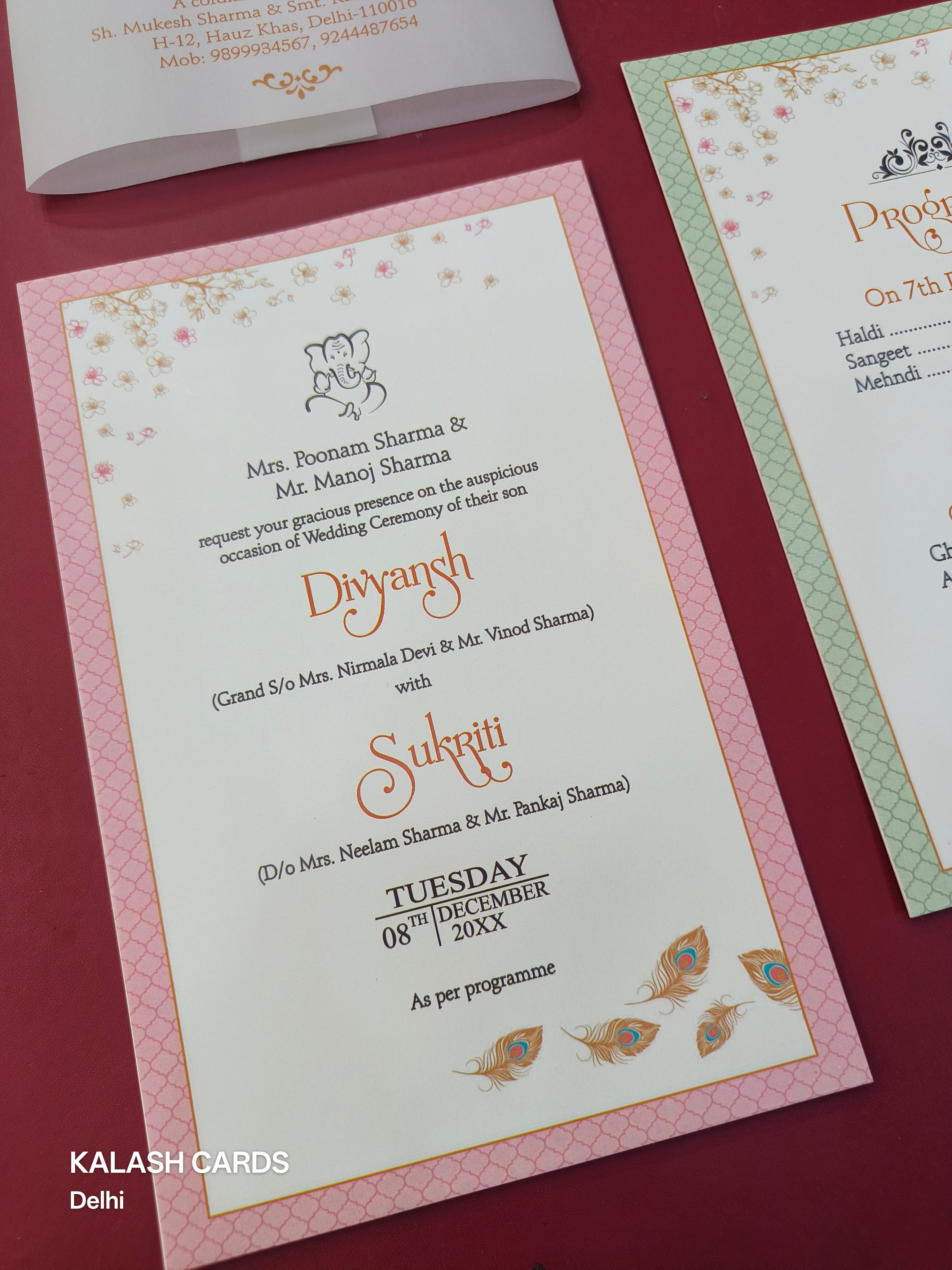KL2124 Translucent Cover Luxury Wedding Card (2 Page)-Kalash Cards
