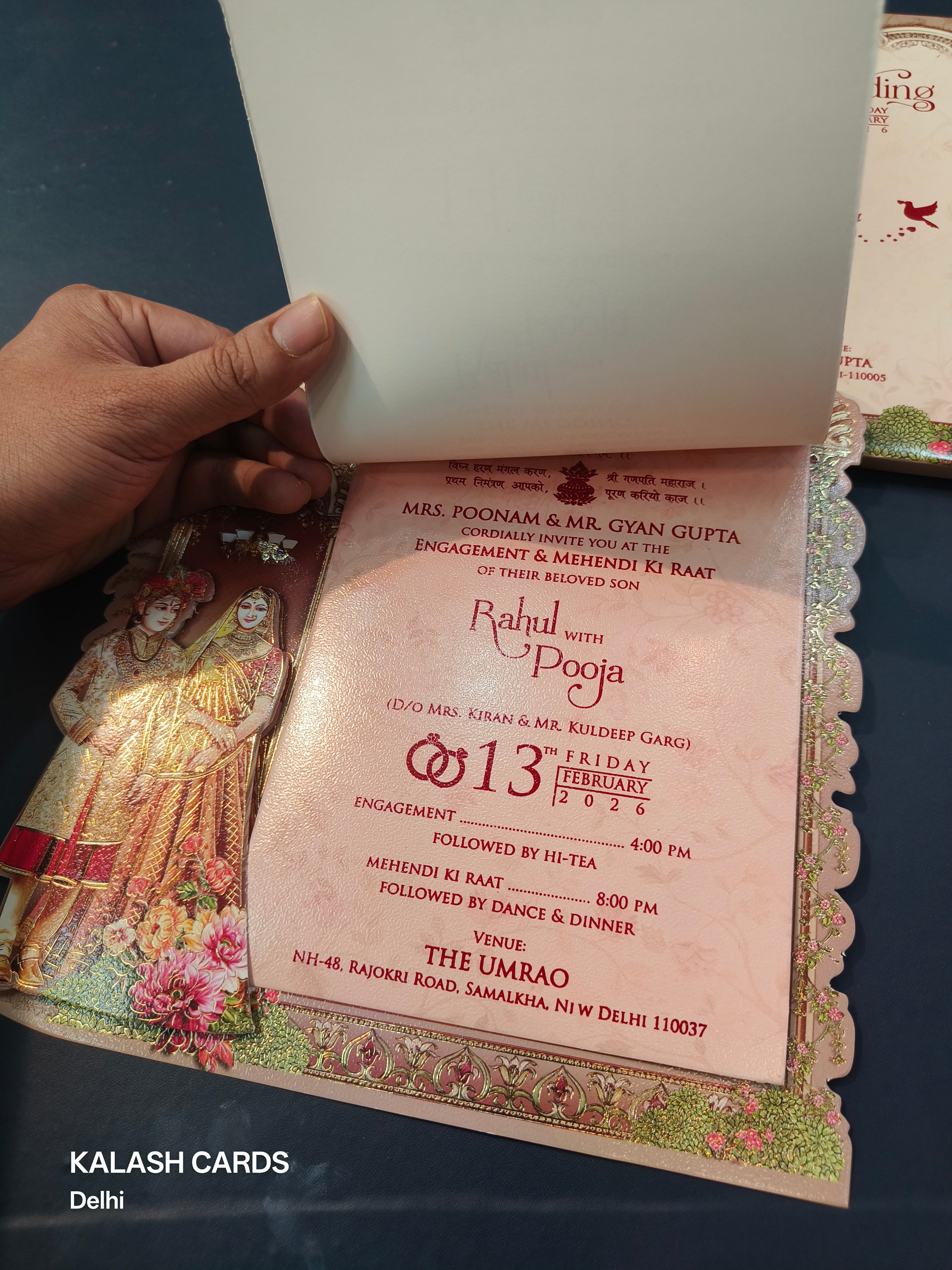 KLB592 Raja Rani Design Paper Wedding Card (2 Page & 1 Transparent PVC)-Kalash Cards