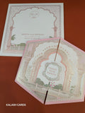 KLB507 Pastel Pink Royal Theme Semi Box Wedding Card (2 Page)-Kalash Cards