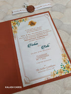 KL2133 Minimal Floral Design Wedding Card with Flower Seal and Band (1 Page)-Kalash Cards