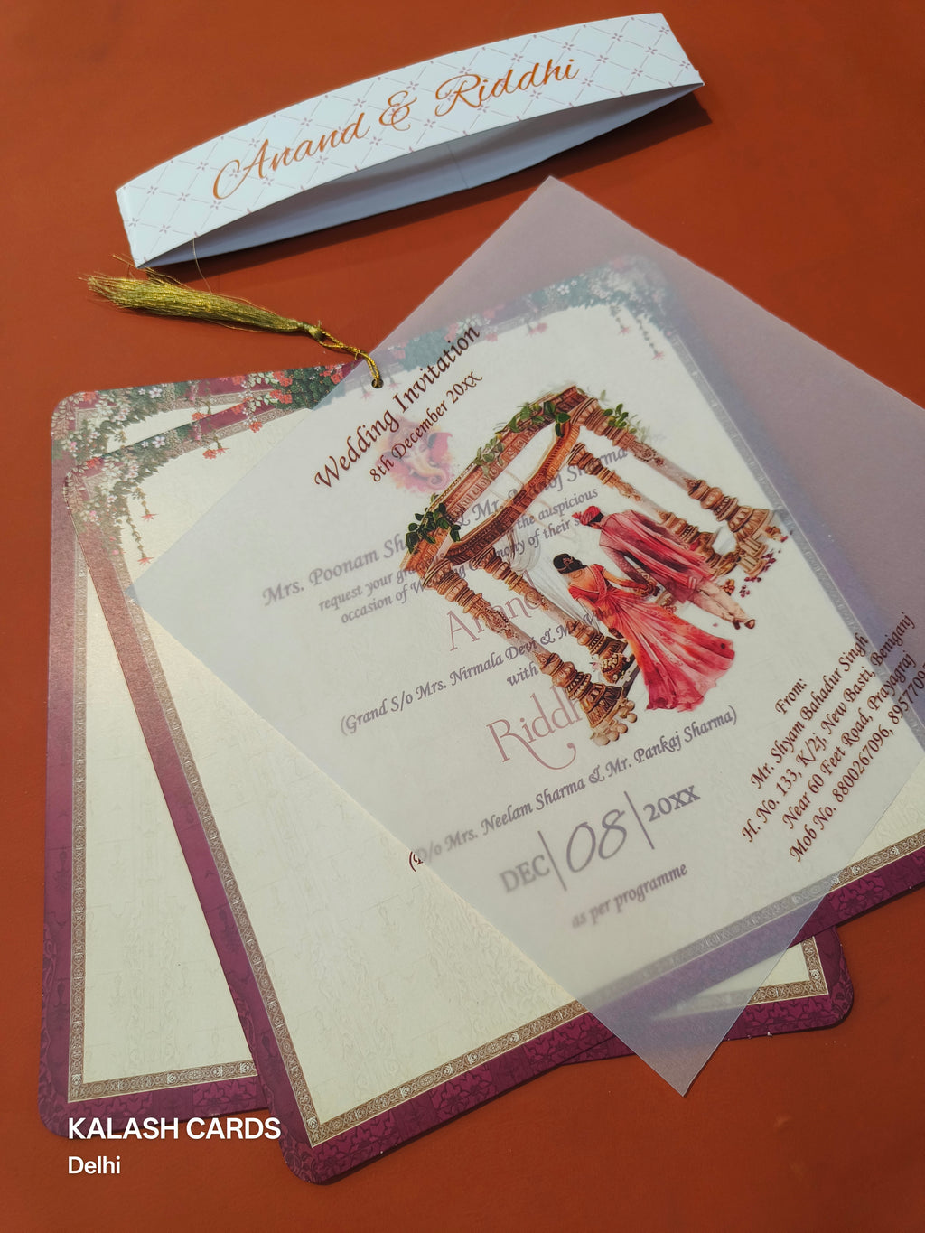 KL1805 Translucent Cover Luxury Wedding Card (2 Page)-Kalash Cards