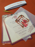 KL1805 Translucent Cover Luxury Wedding Card (2 Page)-Kalash Cards