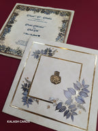 KLB502 Floral Design Semi Box Paper Wedding Card (2 Page)-Kalash Cards