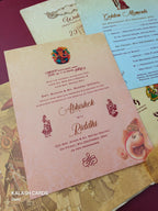 KL03651 Hindu Hardboard Padding Thick Wedding Card with 2 Page and Envelope-Kalash Cards