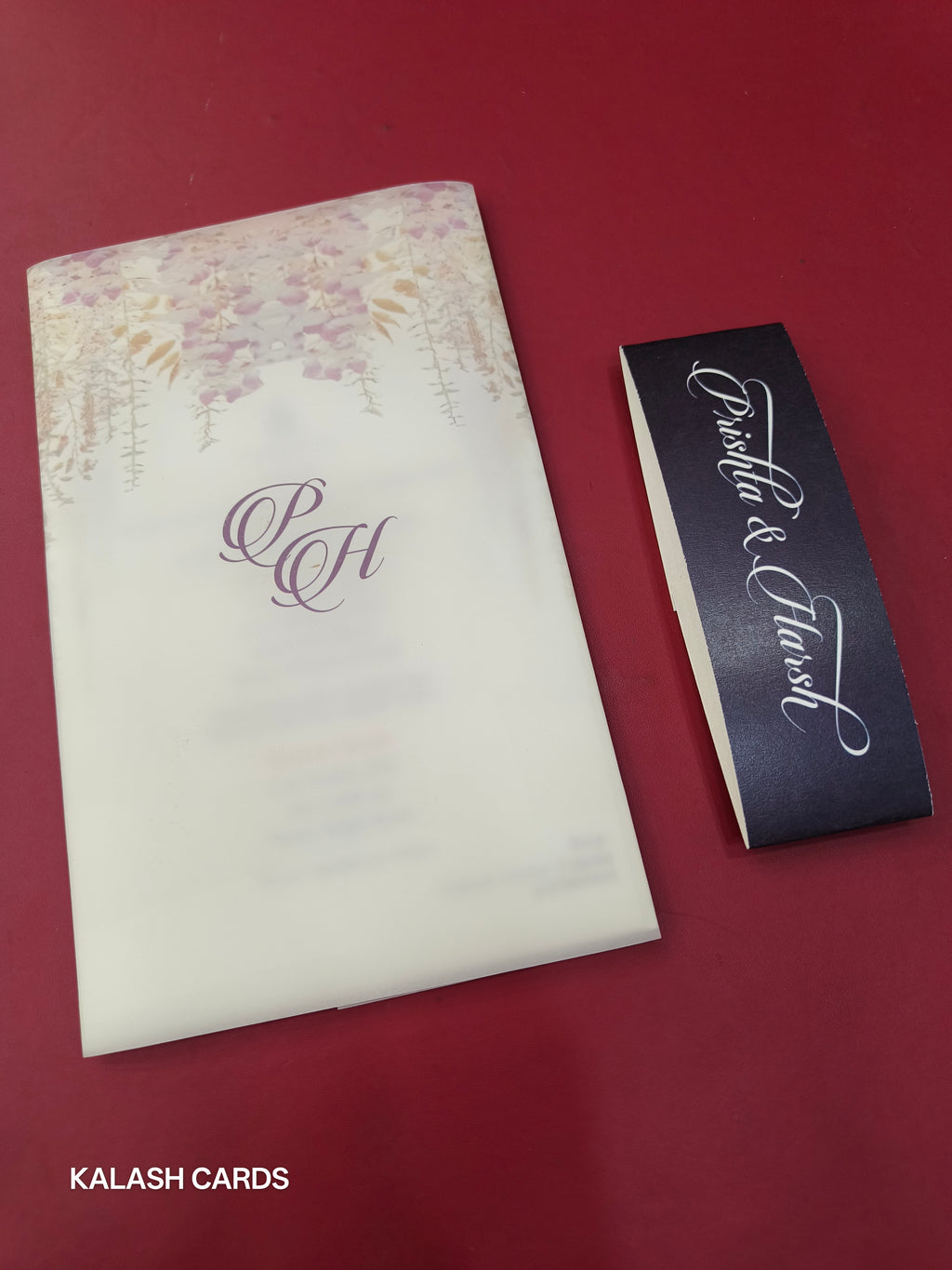 KL2168 Translucent Cover Luxury Wedding Card (2 Page)-Kalash Cards