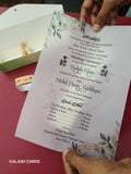 KL2094 Luxury Translucent Scroll Wedding Card with Matching Box Cover and Personalised Band-Kalash Cards