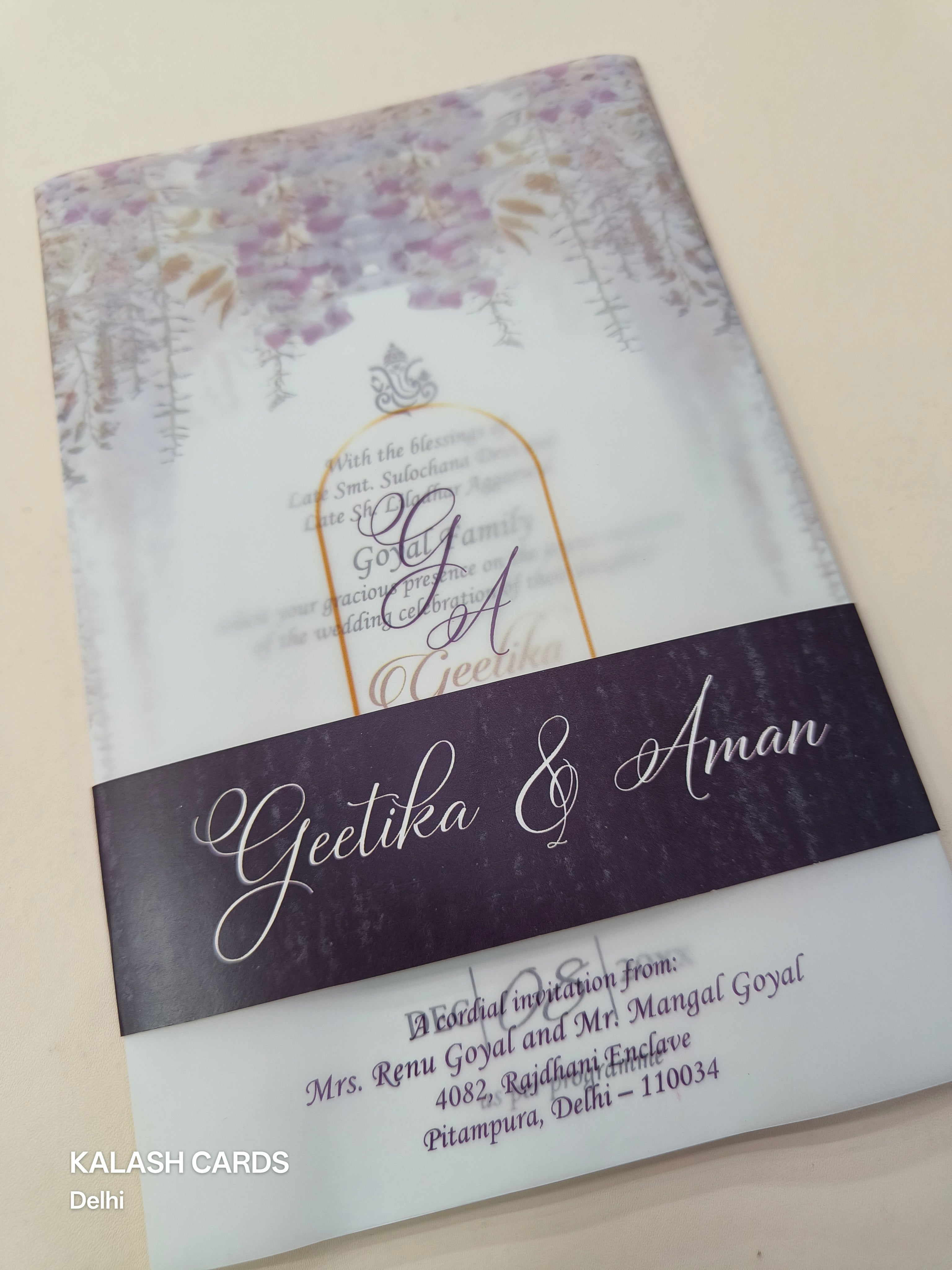 KL2168 Translucent Cover Luxury Wedding Card (2 Page)-Kalash Cards