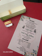 KL2094 Luxury Translucent Scroll Wedding Card with Matching Box Cover and Personalised Band-Kalash Cards