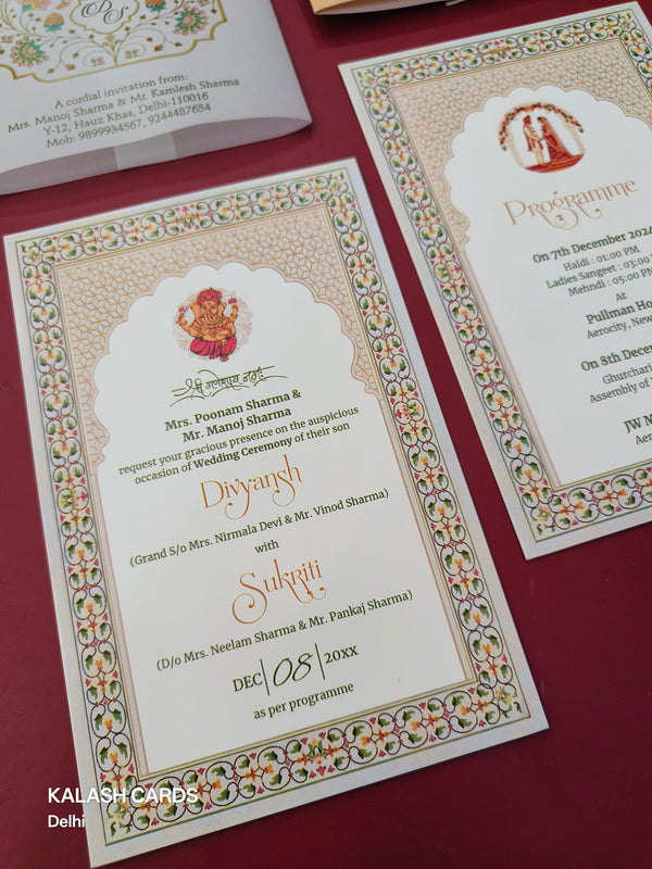 KL2225 Translucent Cover Luxury Wedding Card (2 Page)-Kalash Cards