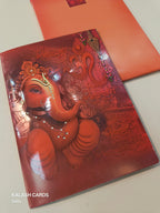 KL0641 Ganesh Semi Box Paper Wedding Card (2 Page)-Kalash Cards