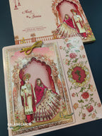 KLB588 Raja Rani Design Paper Wedding Card (1 Cover & 2 Page)-Kalash Cards