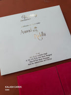 KLB1505 Luxury Velvet Gold Foil Print Hardboard Wedding Card (2 Page)-Kalash Cards