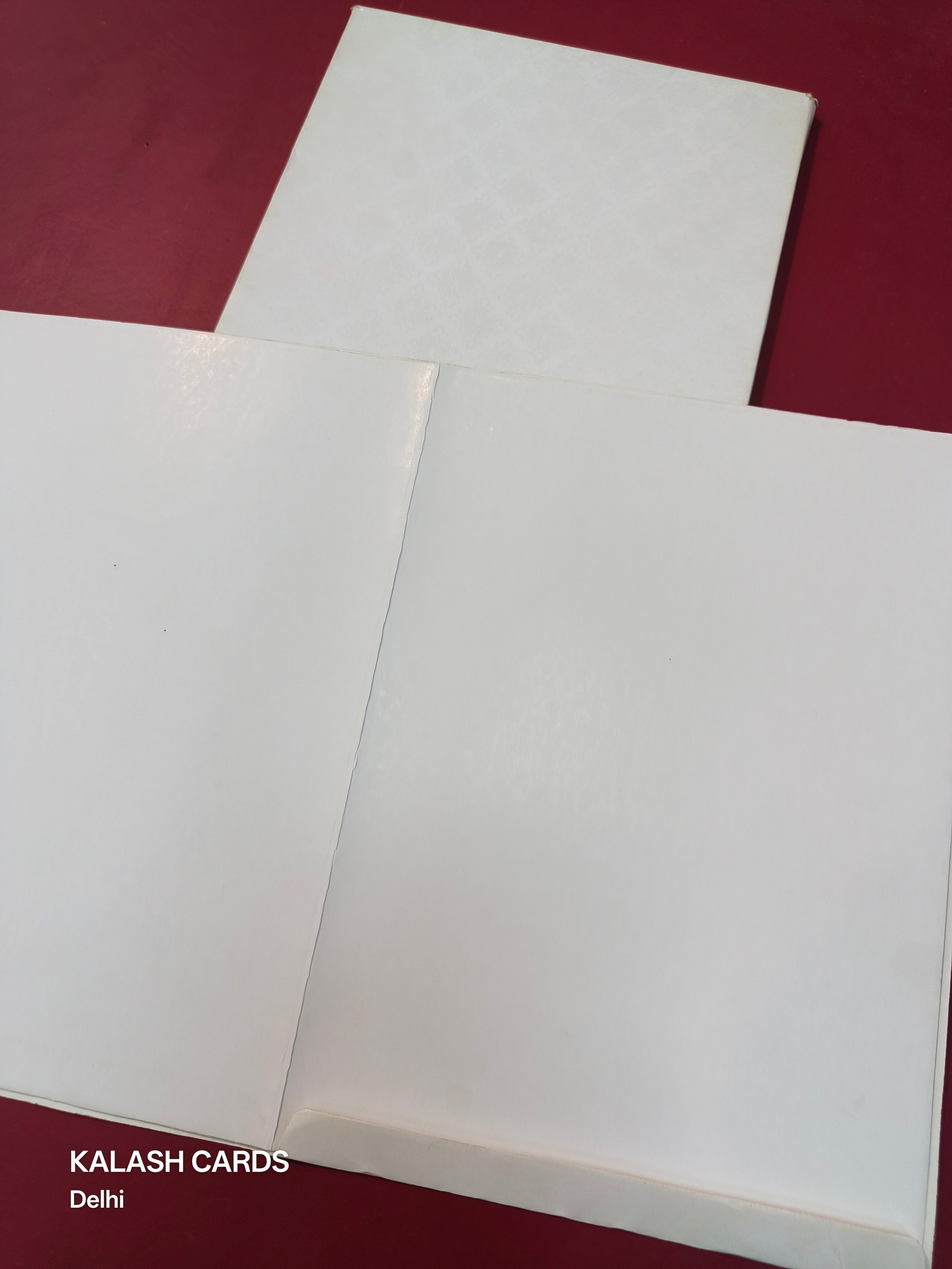 KL0262 Semi Box Laser Cut Paper Wedding Card with 2 Inserts and Envelope-Kalash Cards