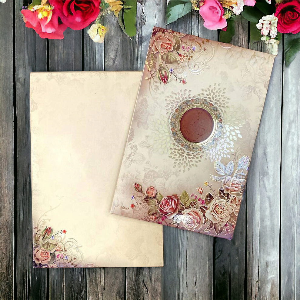 KL0724 Floral Semi Box Paper Wedding Card-Kalash Cards