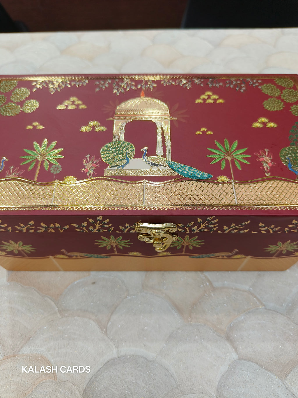 KL9086 Pichwai Theme Design Luxury Gift Box with 2 Page Cards (2 Jars)-Kalash Cards