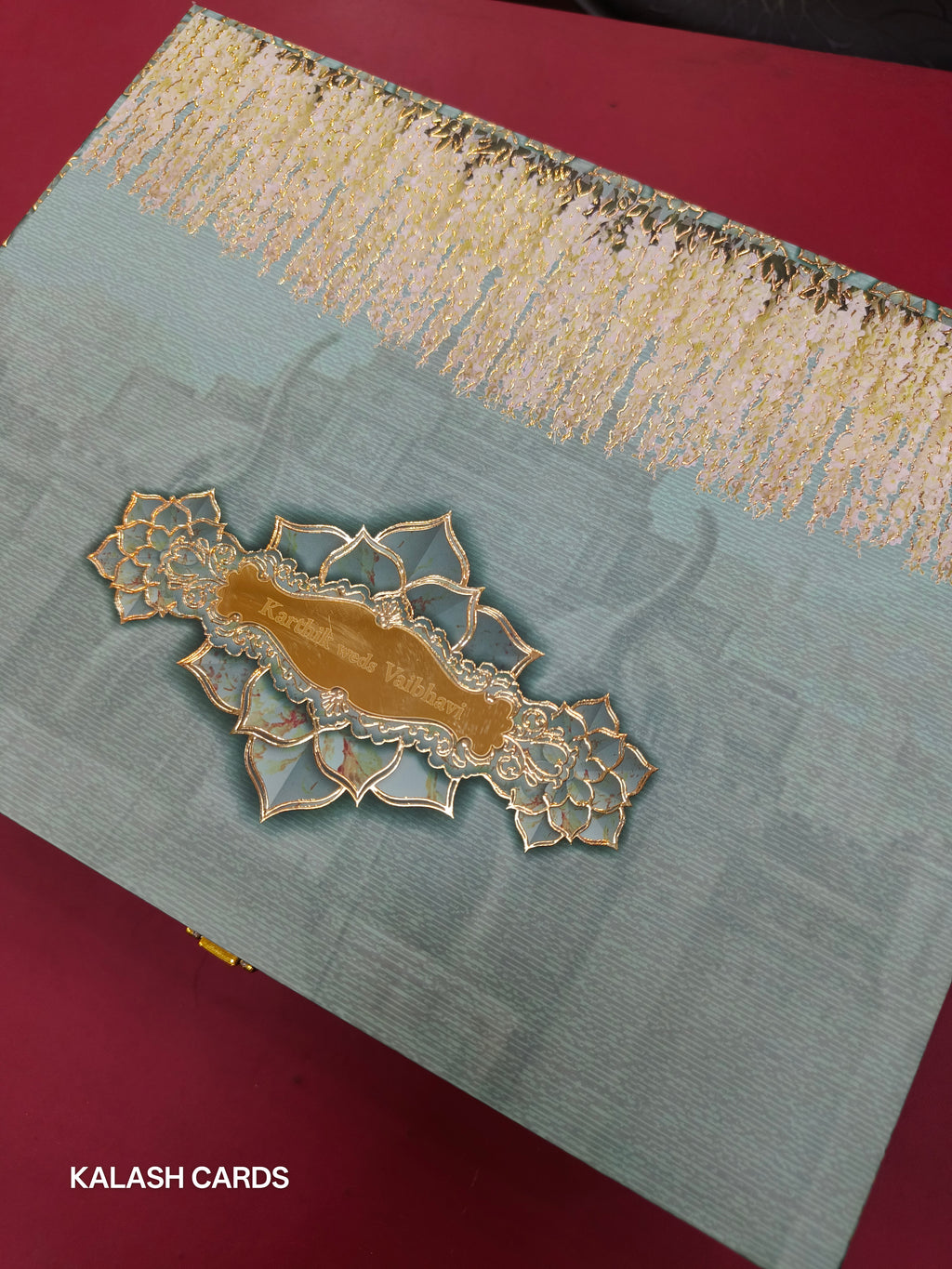 KL9084 Exclusive Floral Border Design Luxury Gift Box with 2 Page Translucent Cover Card (2 Jars)-Kalash Cards