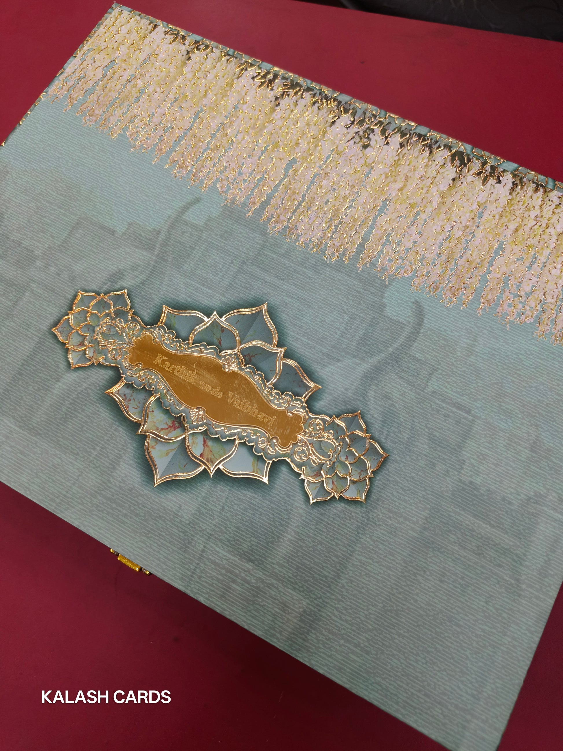 KL9084 Exclusive Floral Border Design Luxury Gift Box with 2 Page Translucent Cover Card (2 Jars)-Kalash Cards