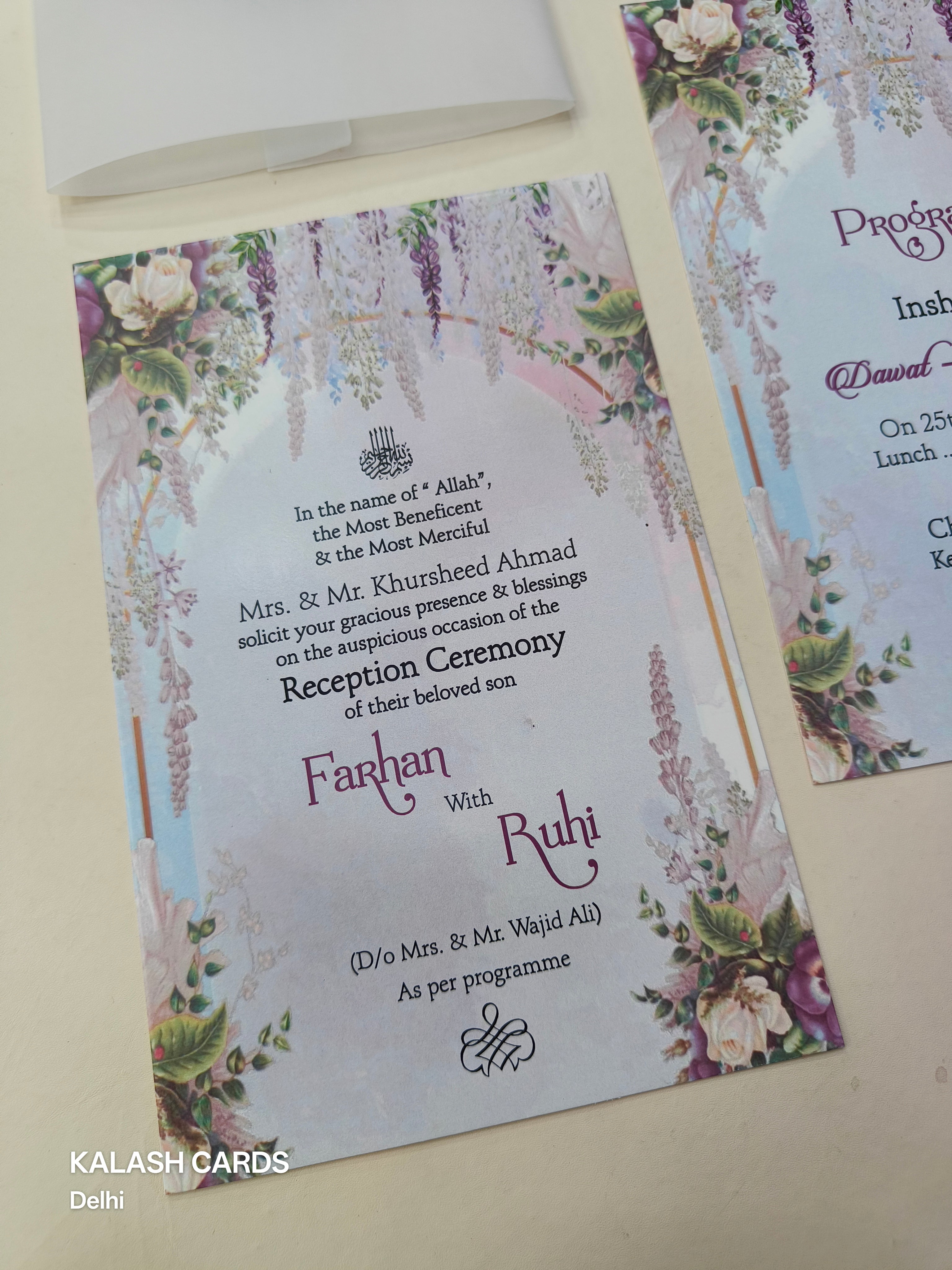KL2140 Translucent Cover Luxury Wedding Card (2 Page)-Kalash Cards