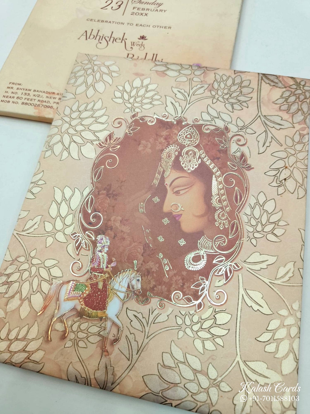 KL0831 Dulha Dulhan Design Thick Wedding Card (2 Page)