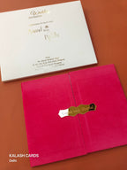 KLB1505 Luxury Velvet Gold Foil Print Hardboard Wedding Card (2 Page)-Kalash Cards