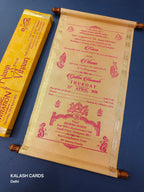 KL4 Satin Fabric Scroll Wedding Card with Box-Kalash Cards
