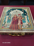 KL9005 Raja Rani Design Luxury Gift Box with 2 Printed Page Cards (4 Jars)-Kalash Cards