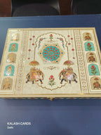 KL9032 Royal Elephant Design Luxury Gift Box with 2 Printed Page Cards (2 Jars)-Kalash Cards