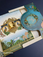 KLB512 Peacock Theme Hardboard Padding Thick Wedding Card (2 Page & 1 Etched Mirror)-Kalash Cards