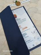 KL2126 Minimal Floral Design Wedding Card with Flower Seal and Band (1 Page)-Kalash Cards