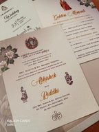 KL0277 Semi Box Floral Paper Wedding Card (2 Page)-Kalash Cards