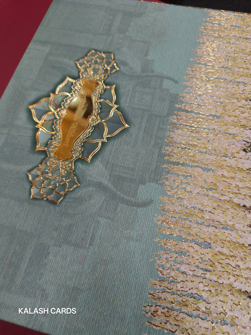 KL9084 Exclusive Floral Border Design Luxury Gift Box with 2 Page Translucent Cover Card (2 Jars)-Kalash Cards