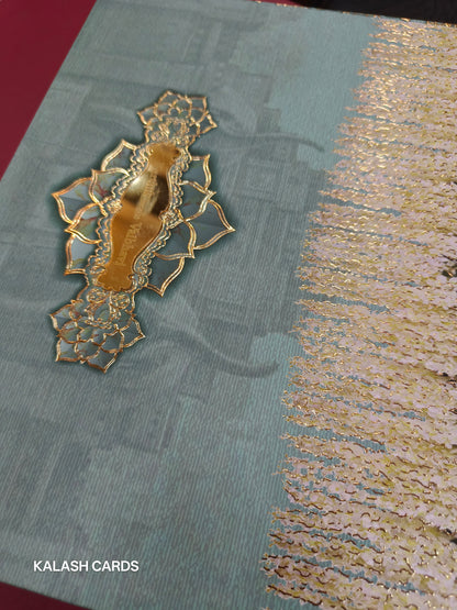 KL9084 Exclusive Floral Border Design Luxury Gift Box with 2 Page Translucent Cover Card (2 Jars)-Kalash Cards