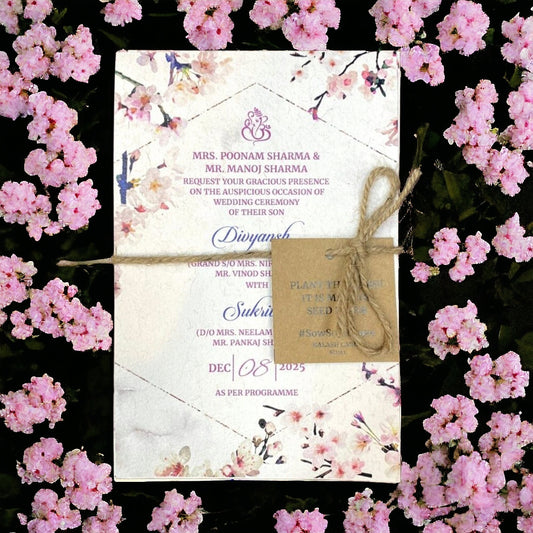 KL2143 Plantable Seed Paper Wedding Card - Kalash Cards