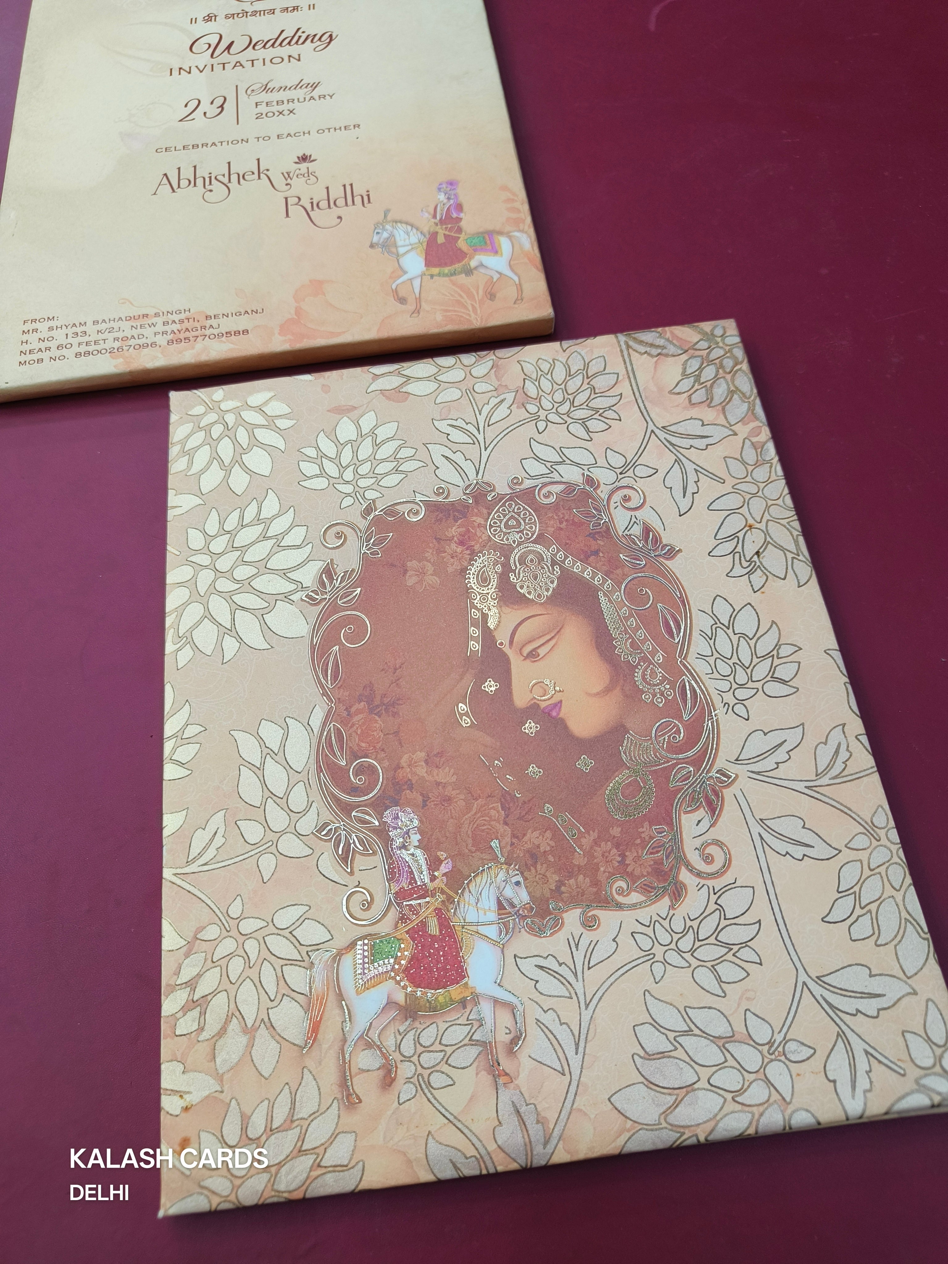 KL0831 Dulha Dulhan Design Thick Wedding Card (2 Page)-Kalash Cards