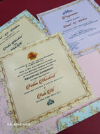 KLB519 Floral Design Semi Box Paper Wedding Card (2 Page)-Kalash Cards