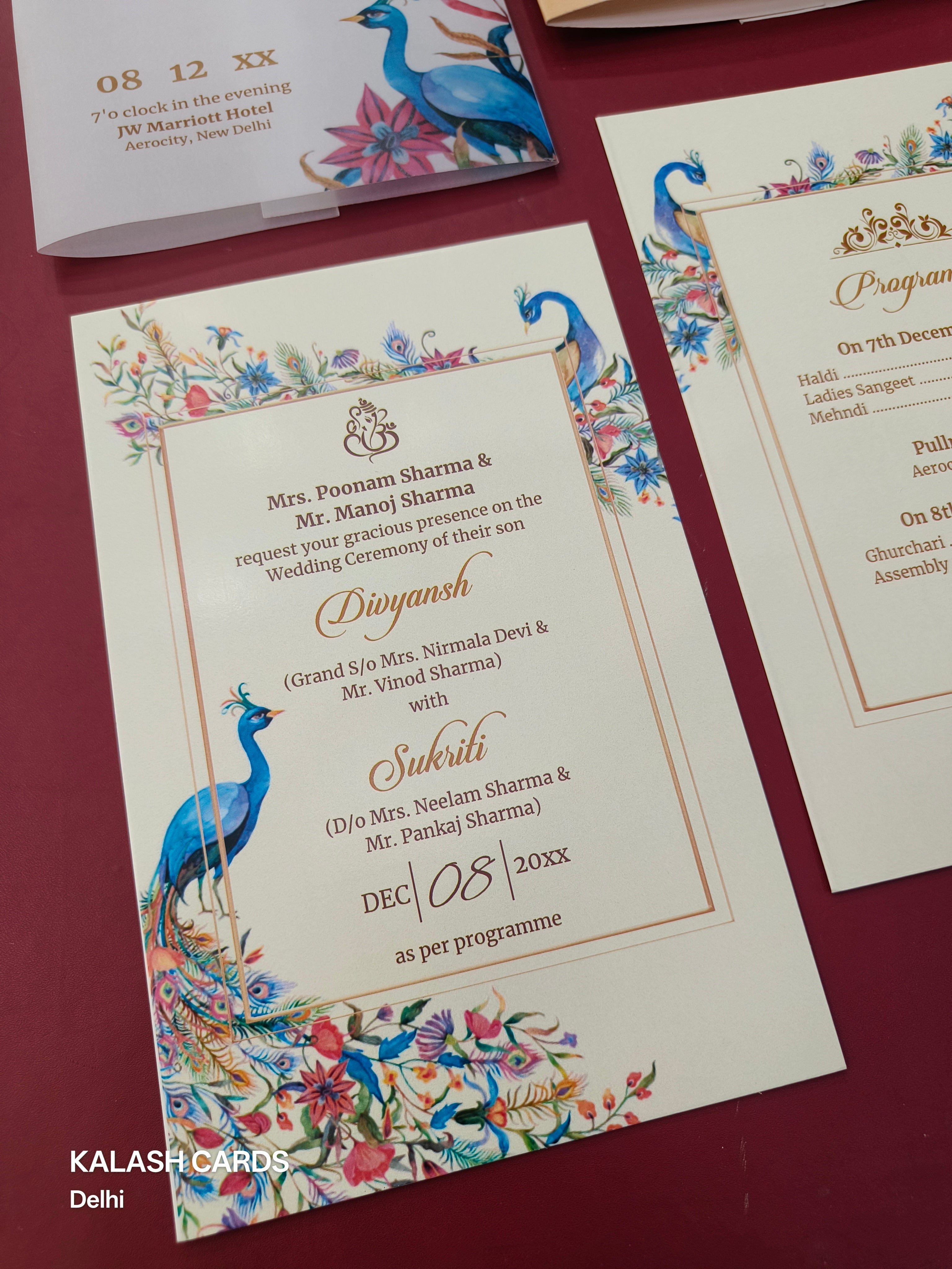 KL2097 Translucent Cover Luxury Wedding Card (2 Page)-Kalash Cards