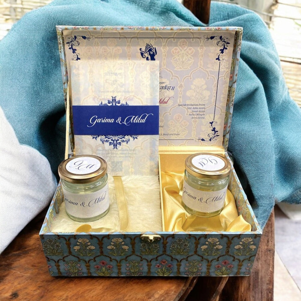 KL9075B MDF Dry Fruit Gift Box with Translucent Cover Cards Inserts (2 Jars)-Kalash Cards