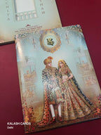 KLB582 Traditional Raja Rani Theme Paper Wedding Card (2 Page)-Kalash Cards
