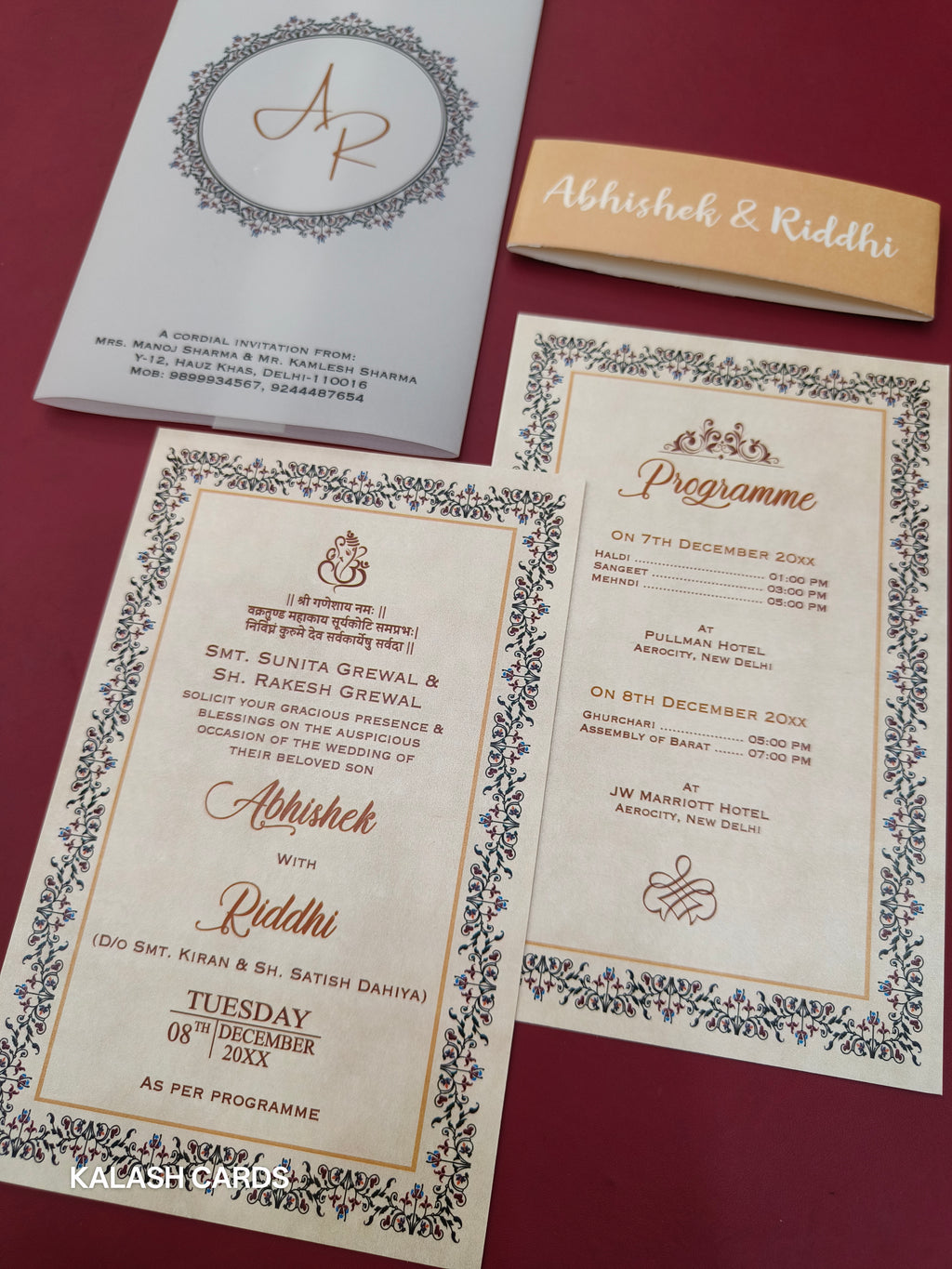 KL2200 Translucent Cover Luxury Wedding Card (2 Page)-Kalash Cards