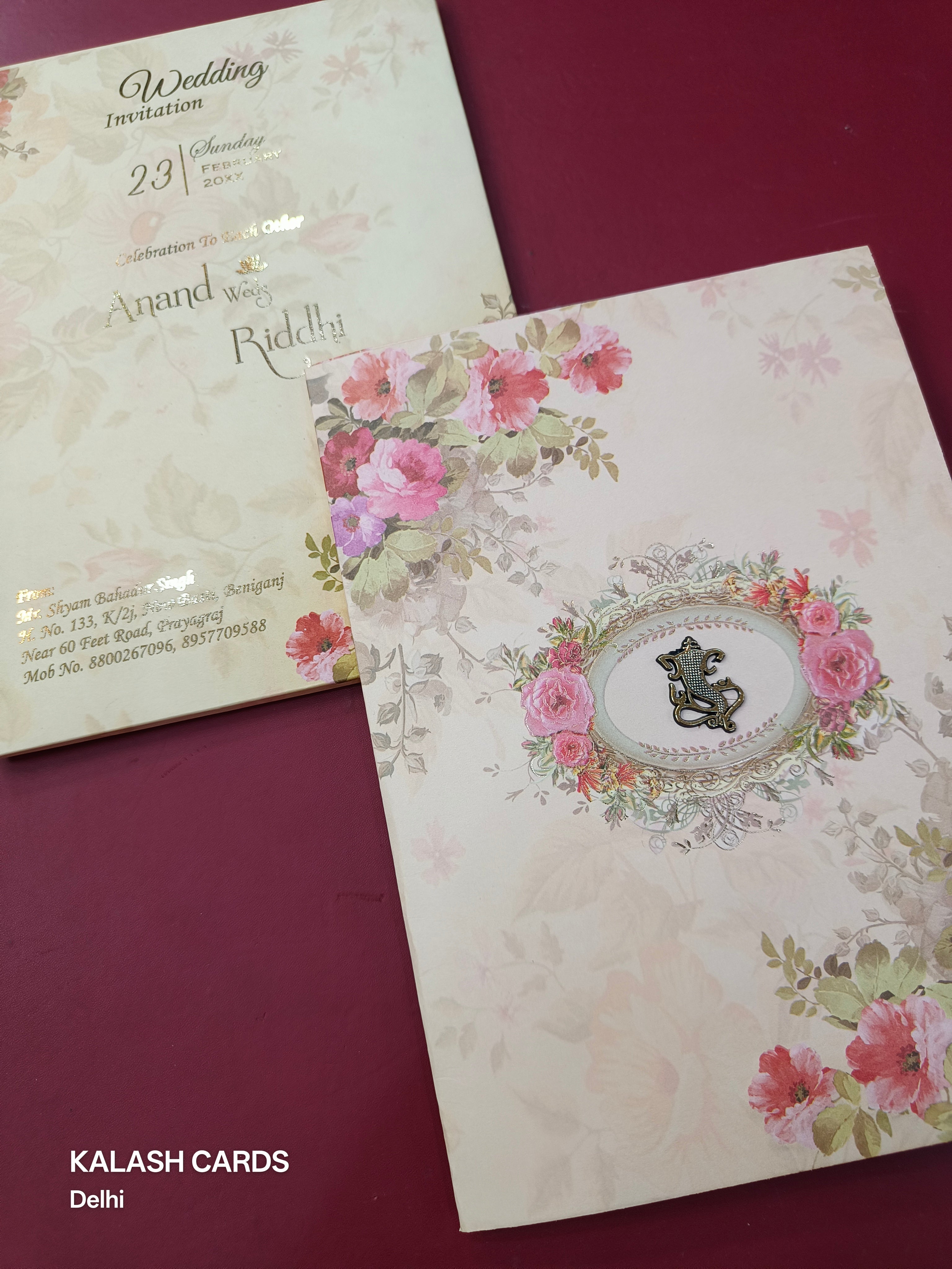 KLB1502 Premium Gold Foil Print Paper Wedding Card (2 Page)-Kalash Cards