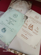 KLB530 Raja Rani Design Semi Box Paper Wedding Card (2 Page)-Kalash Cards