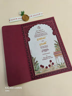 KL2171 Floral Theme Minimal Wedding Card with Flower Seal & Band (1 Page) - Pack of 10 Qty-Kalash Cards