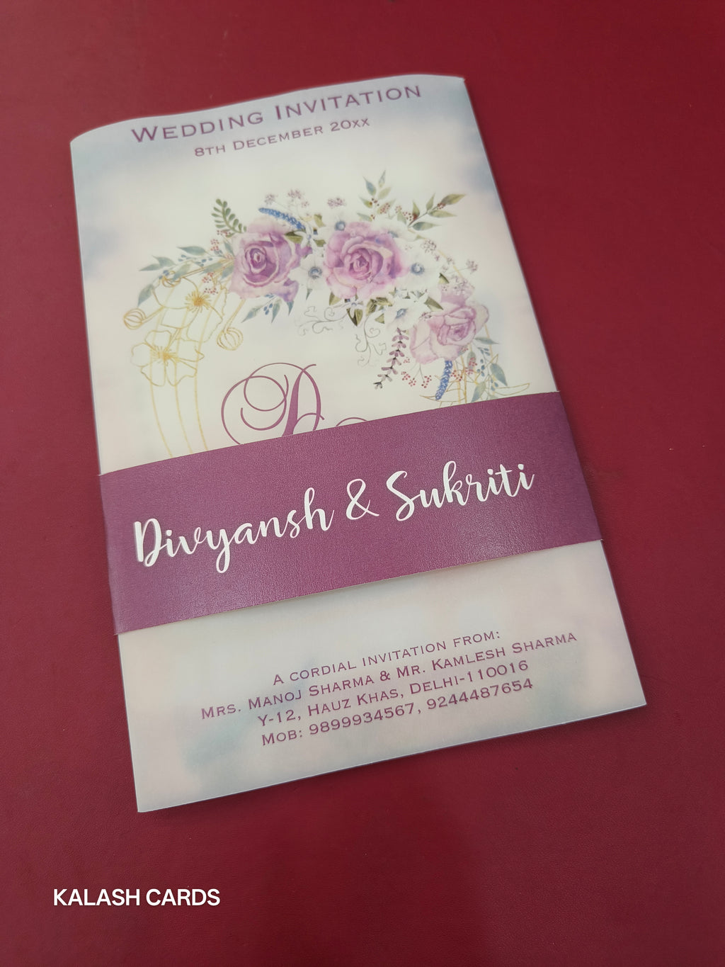 KL2216 Translucent Cover Luxury Wedding Card (2 Page)-Kalash Cards