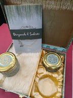 KL9084 Exclusive Floral Border Design Luxury Gift Box with 2 Page Translucent Cover Card (2 Jars)-Kalash Cards