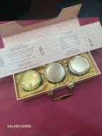 KL9027 Luxury Suitcase Style MDF Gift Box with Handle and 2 Page Cards (3 Jars)-Kalash Cards