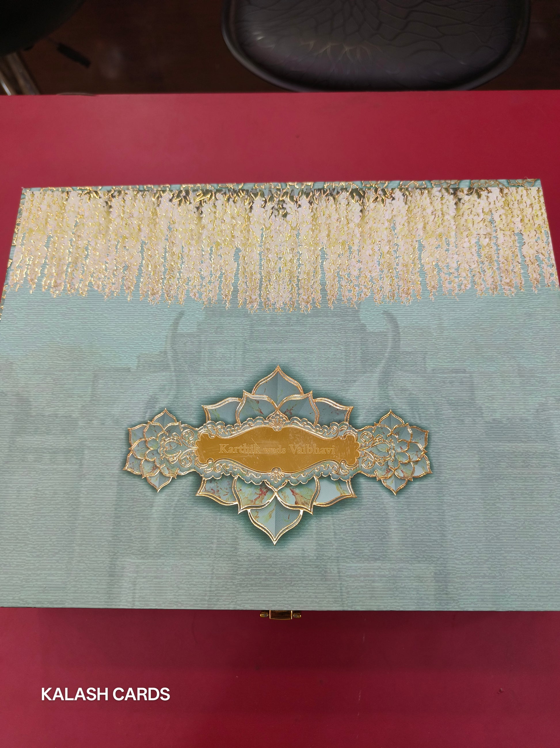 KL9084 Exclusive Floral Border Design Luxury Gift Box with 2 Page Translucent Cover Card (2 Jars)-Kalash Cards