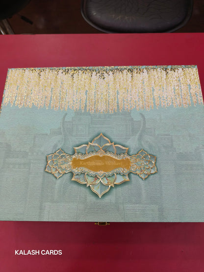 KL9084 Exclusive Floral Border Design Luxury Gift Box with 2 Page Translucent Cover Card (2 Jars)-Kalash Cards