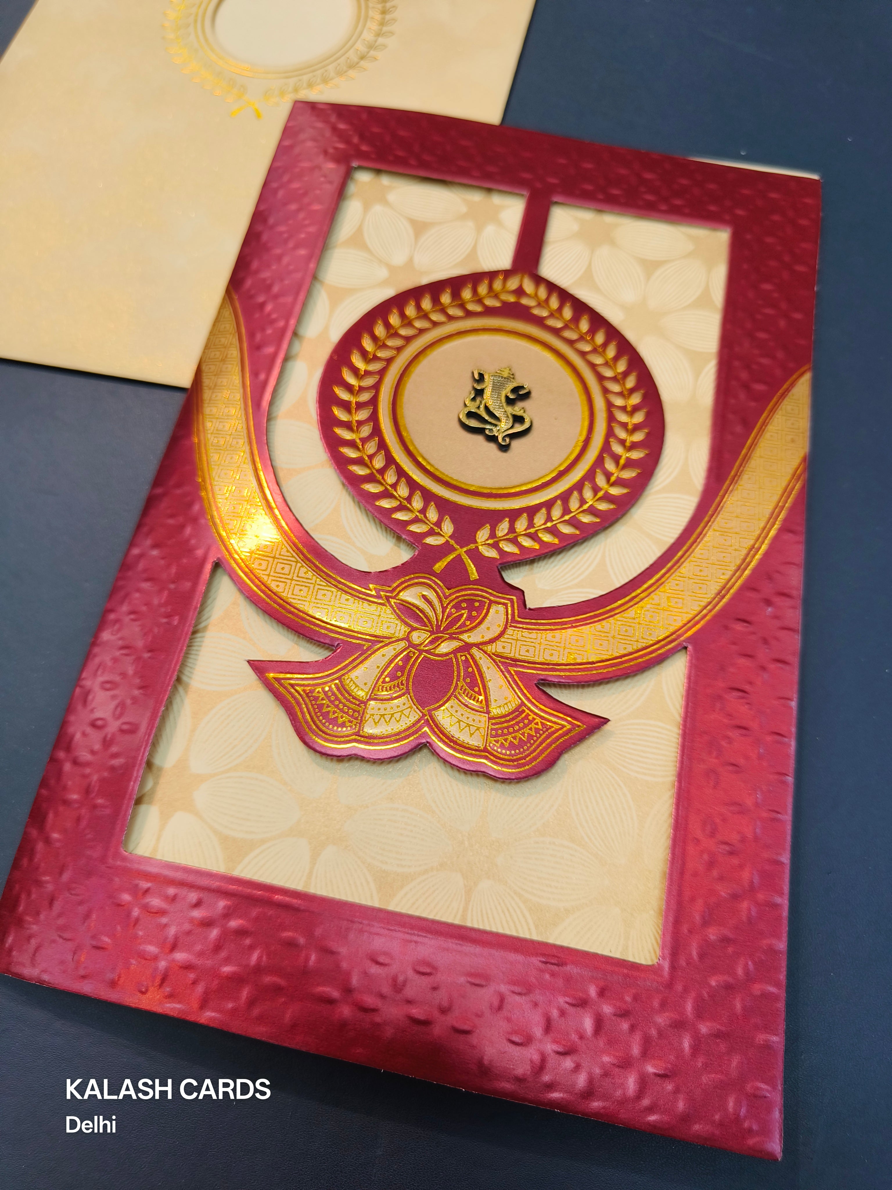 KL0234 Gathbandhan Design Laser Cut Paper Wedding Card (2 Page)-Kalash Cards